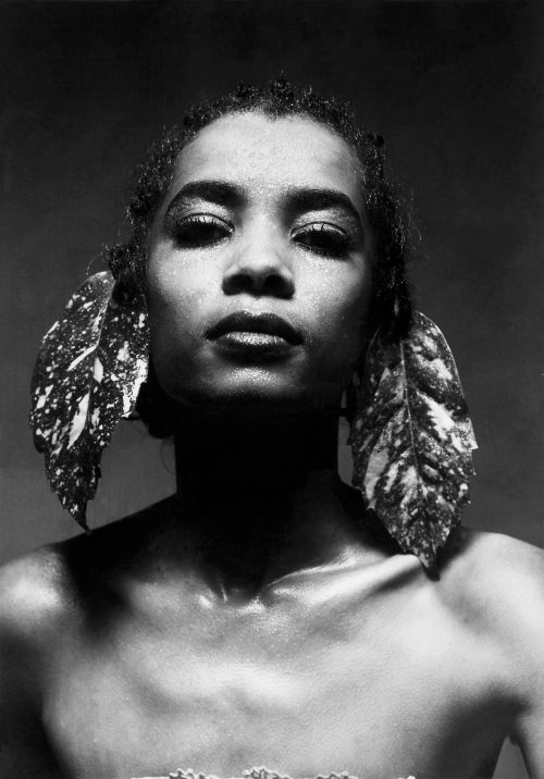Woman And Leaf Earrings Portrait, London, 1972